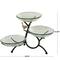 20" Clear Glass Kitchen Serving Bowl with 3-Tier Black Metal Branch Stand